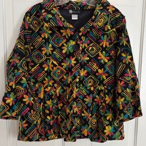 Vintage Damee inc Wool‎ Woven Jacket Multi Colored Abstract L
